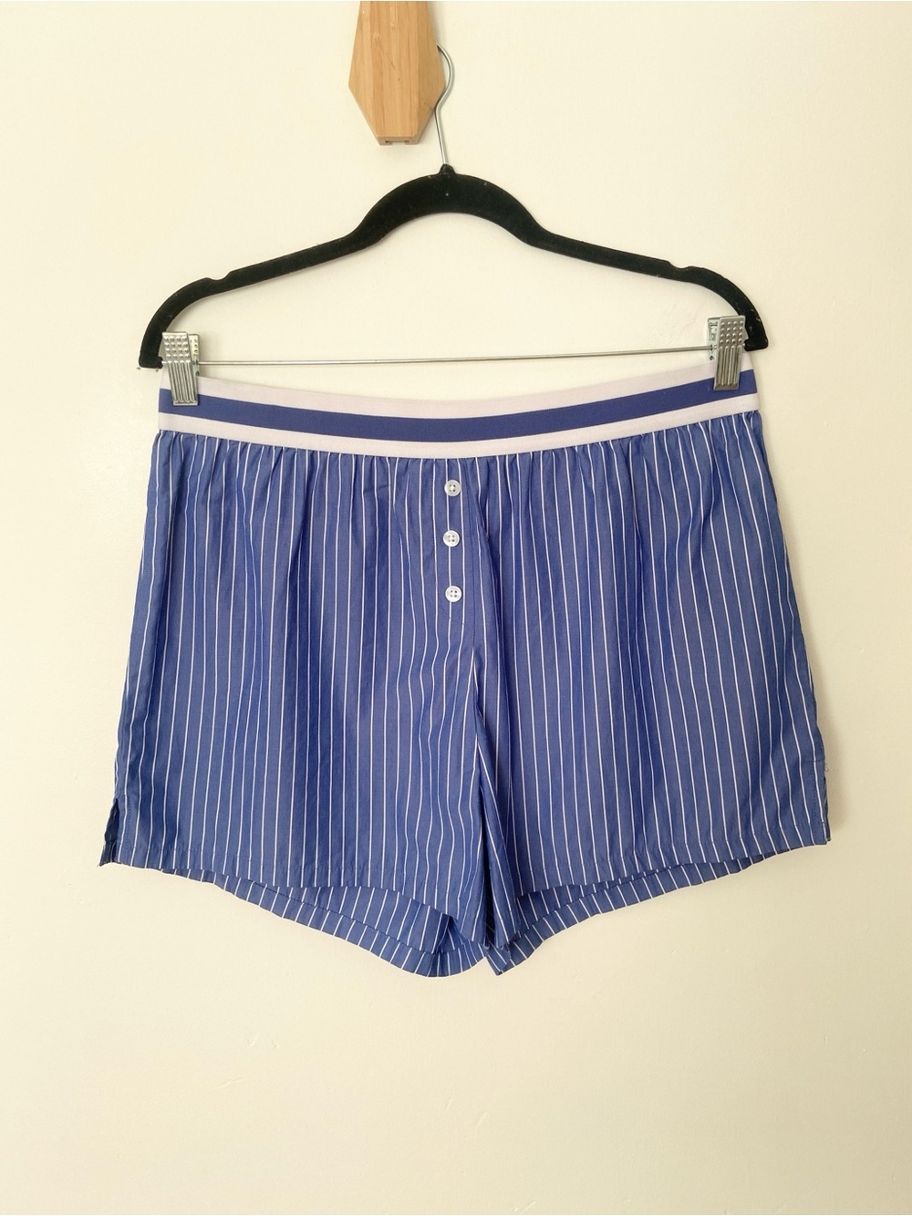 Caroline Constas Blue and White Stripe Boxer Short size Medium